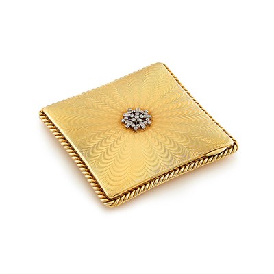 Lot 382 - Gold, Platinum and Diamond Compact, Cartier, France