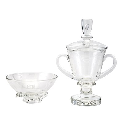 Lot 302 - Steuben Glass Two-Handled Covered Urn and Low...