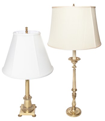 Lot 153 - Group of Five Gilt-Metal Lamps Height of...