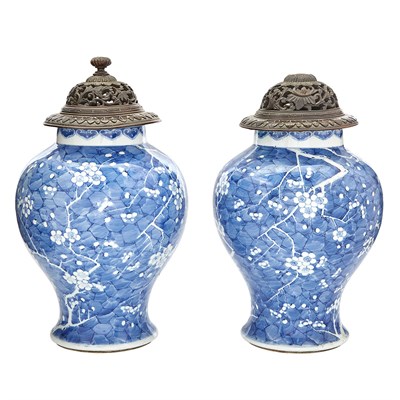 Lot 306 - Pair of Chinese Blue and White Glazed...