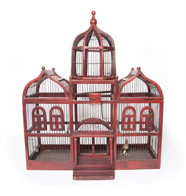 Lot 123 - Painted Wood and Wire Bird Cage Height 32...