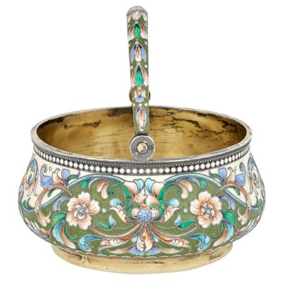 Lot 185 - Russian Silver and Cloisonné Enamel Sugar Bowl...