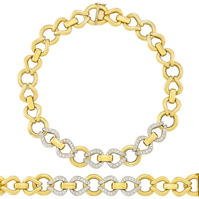 Lot 65 - Two Color Gold and Diamond Necklace and Bracelet