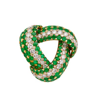 Lot 301 - Gold, Diamond and Emerald Clip-Brooch, Tiffany & Co., France