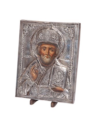 Lot 253 - Continental Silver Icon of St. Nicholas the...