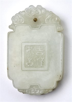Lot 108 - Chinese White Jade Pendant Late Qing Dynasty...