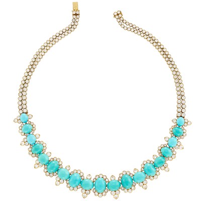 Lot 386 - Gold, Turquoise and Diamond Necklace, Van Cleef & Arpels
