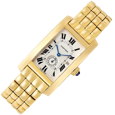 Lot 57 - Gold 'Tank Americaine' Wristwatch, Cartier, Paris