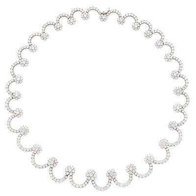 Lot 69 - Platinum and Diamond Floret Necklace