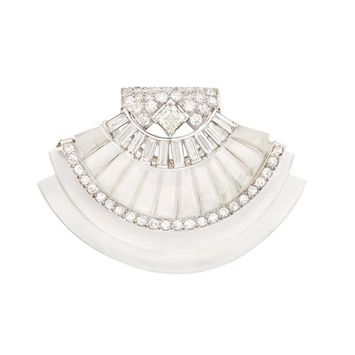 Lot 97 - Rock Crystal, Platinum and Diamond Brooch, Seaman Schepps