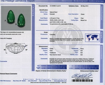 Lot 517 - Pair of Platinum, Emerald and Diamond Earclips