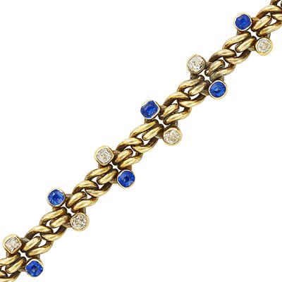 Lot 221 - Antique Russian Gold, Sapphire and Diamond Bracelet, Henrik Wigstrom, Workmaster for Faberge