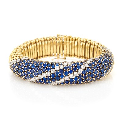Lot 359 - Gold, Sapphire and Diamond Bracelet