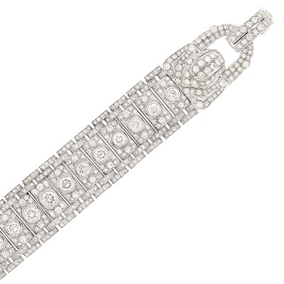 Lot 374 - Wide Platinum and Diamond Bracelet