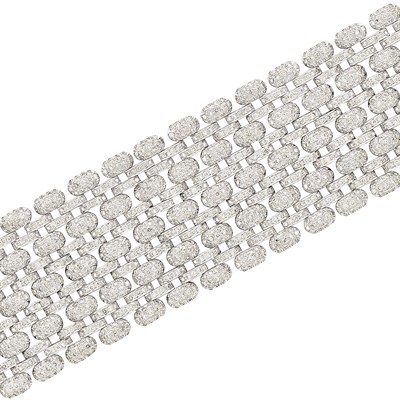 Lot 369 - Wide White Gold and Diamond Bracelet