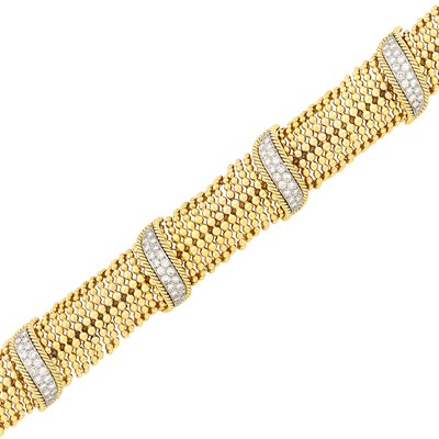 Lot 362 - Wide Gold, Platinum and Diamond Bracelet, David Webb