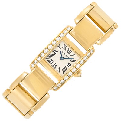 Lot 384 - Gold and Diamond 'Tankissime' Wristwatch, Cartier, Ref. 2800