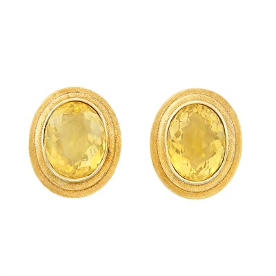 Lot 160 - Pair of Gold and Citrine Earclips, Burle Marx
