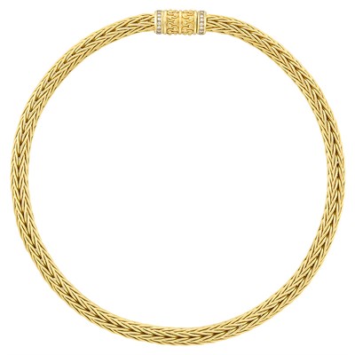 Lot 31 - Braided Gold and Diamond Necklace