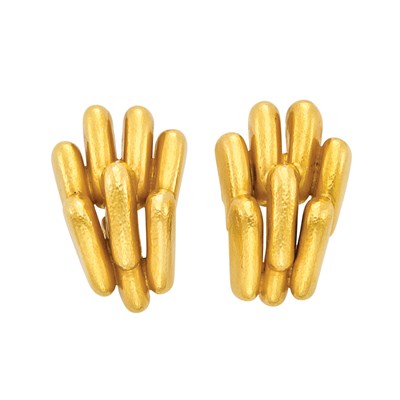 Lot 3 - Pair of High Karat Gold Earclips, Zolotas