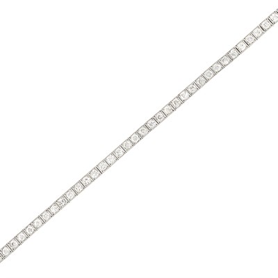Lot 324 - Platinum and Diamond Straightline Bracelet
