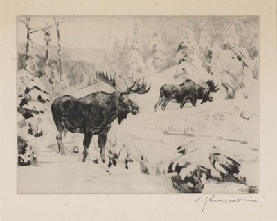 Lot 218 - Carl Rungius (1869-1959) FRIENDS AGAIN (CROUCH...