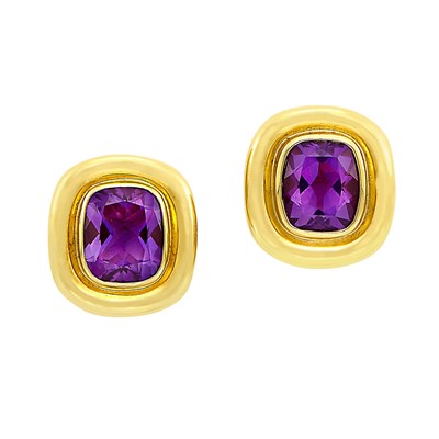 Lot 81 - Pair of Gold and Amethyst Earclips, Tiffany & Co., Paloma Picasso