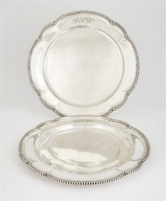 Lot 189 - Pair of Gorham Sterling Silver Chop Dishes en...