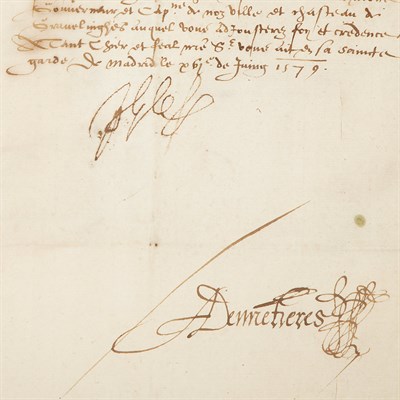 Lot 81 - PHILIP II, King of Spain Document signed ("Yo...
