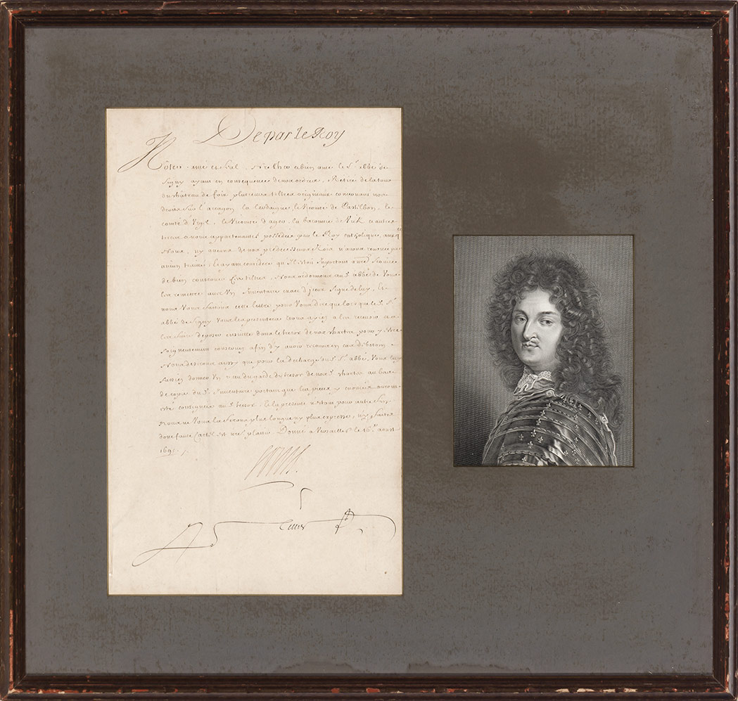 Lot 79 - LOUIS XIV Document signed, as "Louis",...