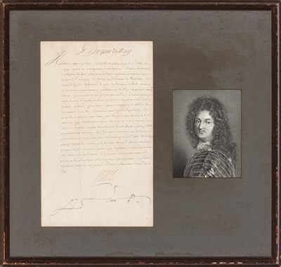 Lot 79 - LOUIS XIV Document signed, as "Louis",...