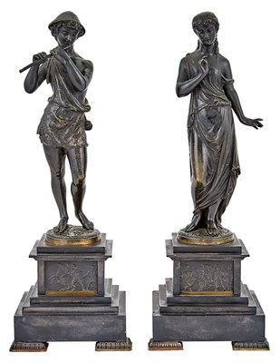 Lot 431 - Pair of Classical Patinated-Bronze Standing...