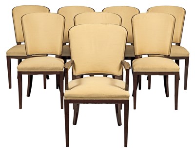 Lot 196 - Set of Eight Jules Leleu Upholstered Rosewood...