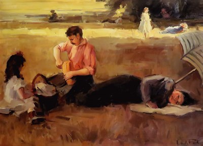 Lot 95 - Louis van der Pol Dutch, 1896-1982 Park Scene...