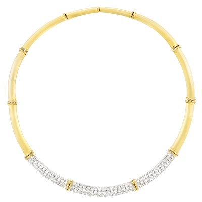 Lot 269 - Two-Color Gold and Diamond Necklace