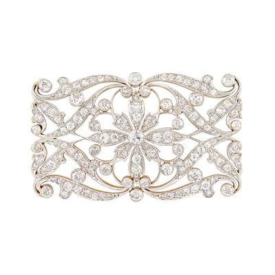 Lot 106 - Belle Époque Platinum, Gold and Diamond Brooch
