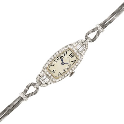 Lot 96 - Double Strand Platinum and Diamond Wristwatch, Patek Philippe, Retailed by Bailey, Banks & Biddle