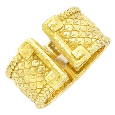 Lot 340 - Gold Cuff Bangle Bracelet, David Webb