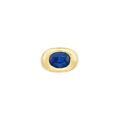 Lot 228 - Hammered Gold and Sapphire Ring, David Webb