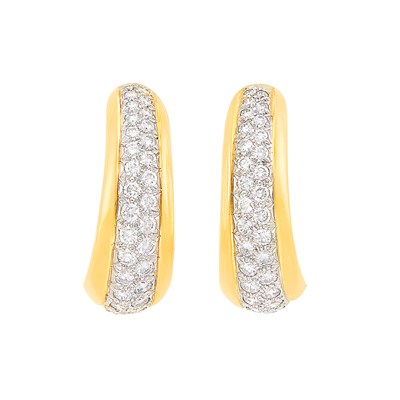 Lot 270 - Pair of Gold, Platinum and Diamond Hoop Earrings, David Webb