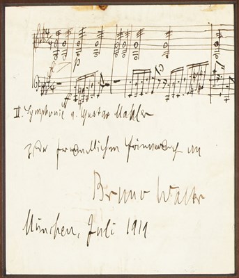 Lot 93 - WALTER, BRUNO Musical quotation signed, five...