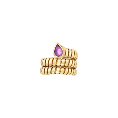 Lot 284 - Gold and Amethyst 'Tubogas Serpenti' Ring, Bulgari