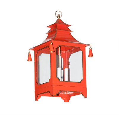 Lot 393 - Chinese Style Painted Metal Pagoda-Form...