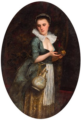 Lot 52 - French School 19th Century A Lady with a Glass...