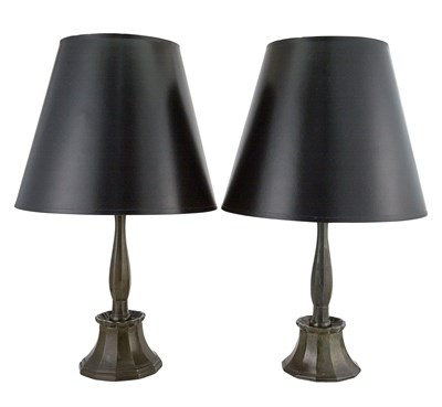 Lot 206 - Pair of Just Andersen Patinated-Metal Lamps...