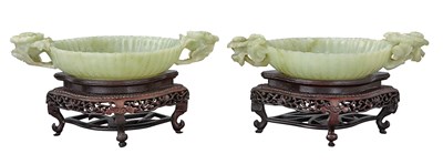 Lot 102 - Pair of Chinese Hardstone Chrysanthemum Form...