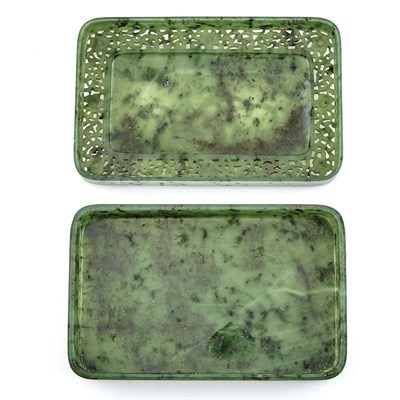 Lot 104 - Pair of Chinese Spinach Green Jade Covered...