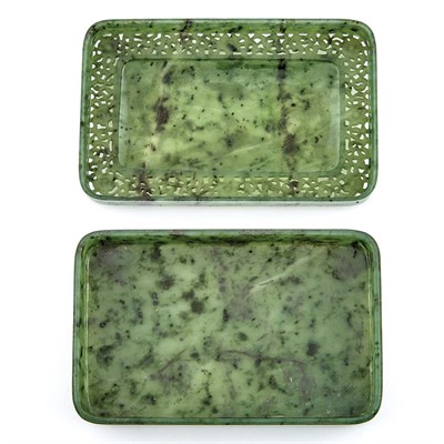 Lot 104 - Pair of Chinese Spinach Green Jade Covered...