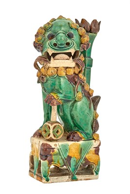 Lot 87 - Chinese Glazed Porcelain Fu Lion Joss Stick...