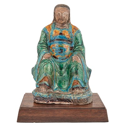 Lot 40 - Chinese Glazed Pottery Figure of a Seated...